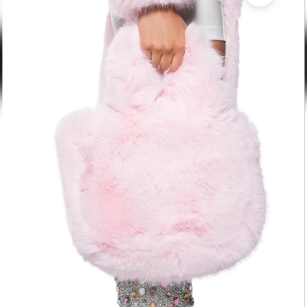 Pink Faux Fur Bear Hug Tote Bag